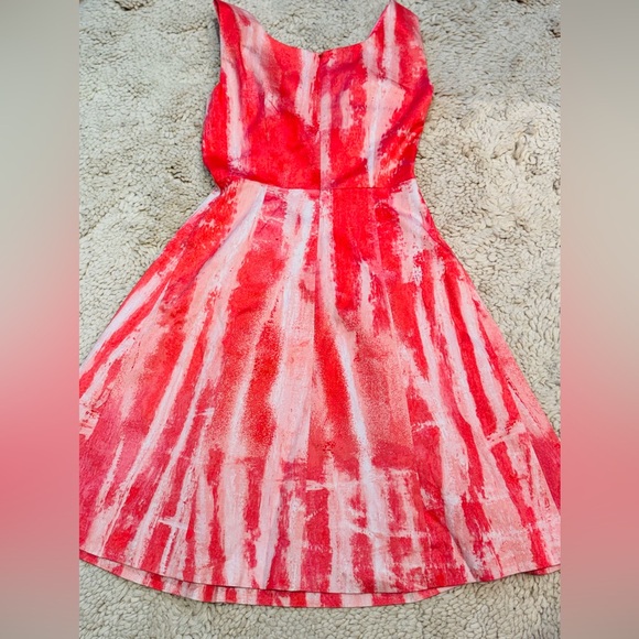 Tahari Womens Dress Size 4 Pink Printed Sheath Knee Length Sleeveless Cotton - Picture 4 of 5